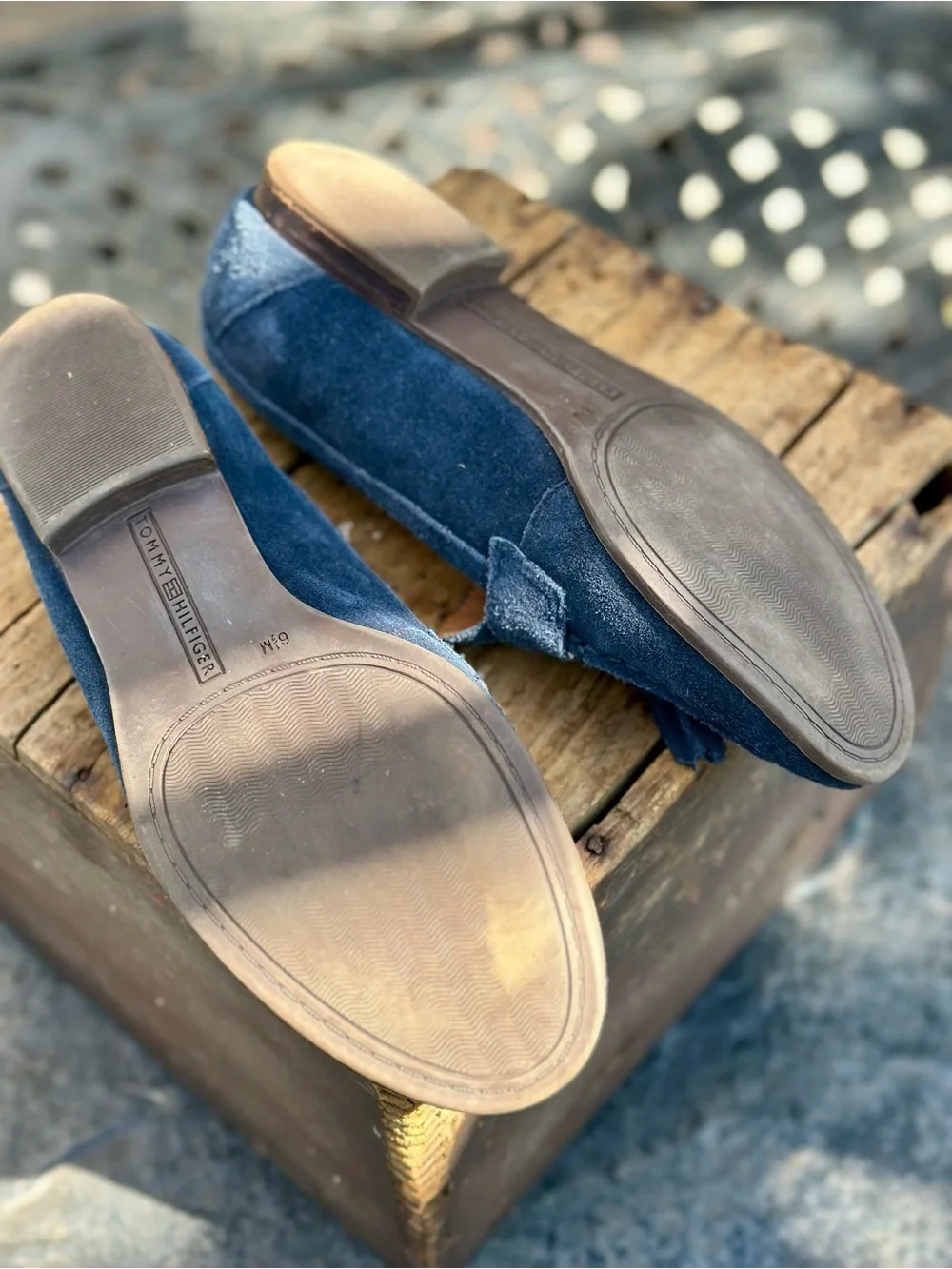 Tommy Hilfiger Navy Suede Tassel Loafers Womens Size 6.5